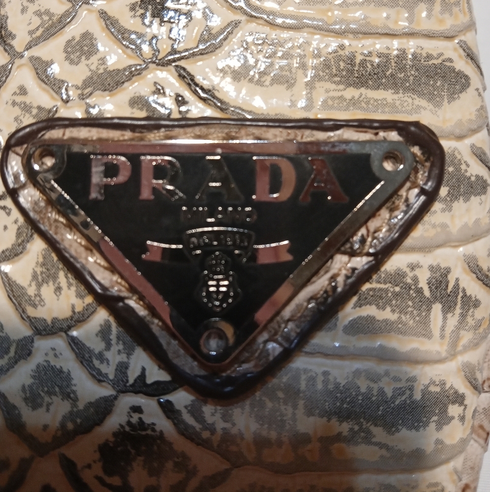 Prada Python Pattern Shoulder Bag - Tan And Cream - image 2